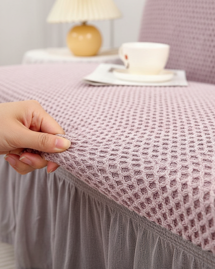 Housse de clic clac rose poudré jupe – Protection canapé convertible – Photo Variation 5