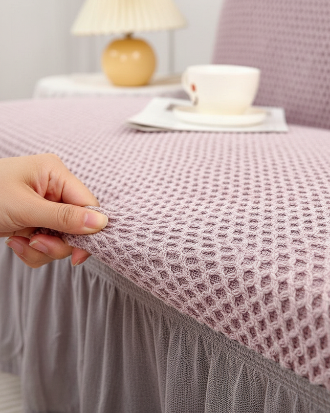 Housse de clic clac rose poudré jupe – Protection canapé convertible – Photo Variation 5