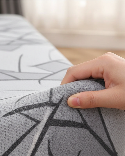 Housse de clic clac géométrique grise. – Protection canapé convertible – Photo Variation 5