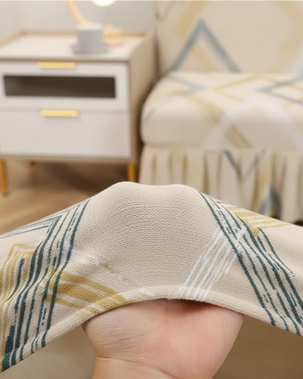 Housse de clic clac géométrique beige volant – Protection canapé convertible – Photo Variation 5