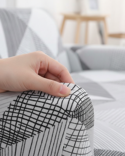 Housse de clic clac géométrique noir blanc – Protection canapé convertible – Photo Variation 5
