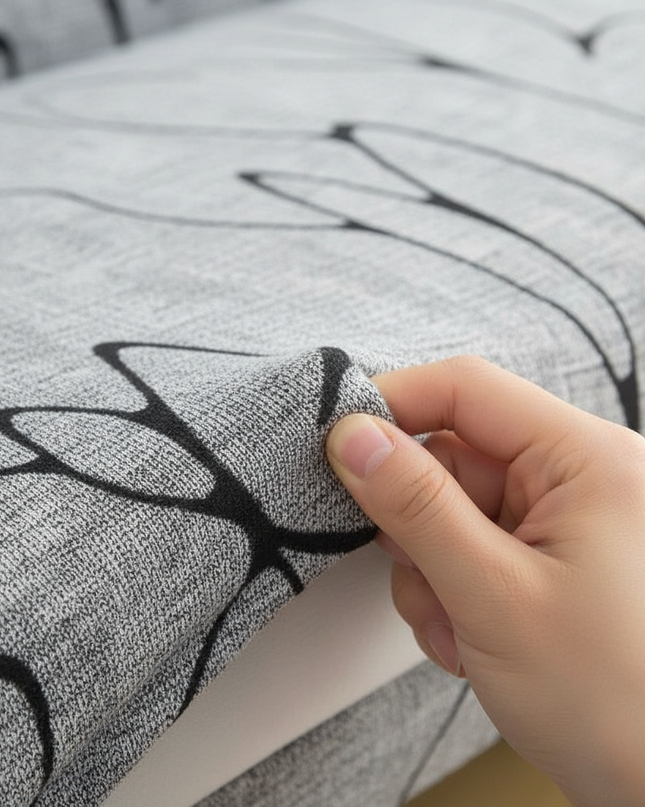 Housse de clic clac motifs gris extensible – Protection canapé convertible – Photo Variation 5