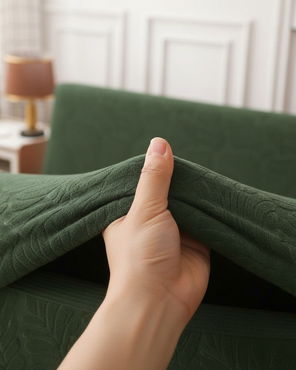 Housse de clic clac vert feuillage jacquard – Protection canapé convertible – Photo Variation 5