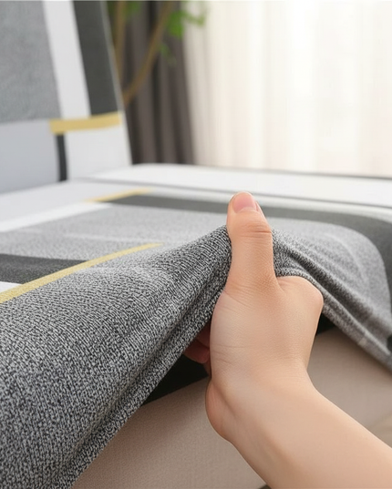 Housse de clic clac imprimée géométrique gris – Protection canapé convertible – Photo Variation 5