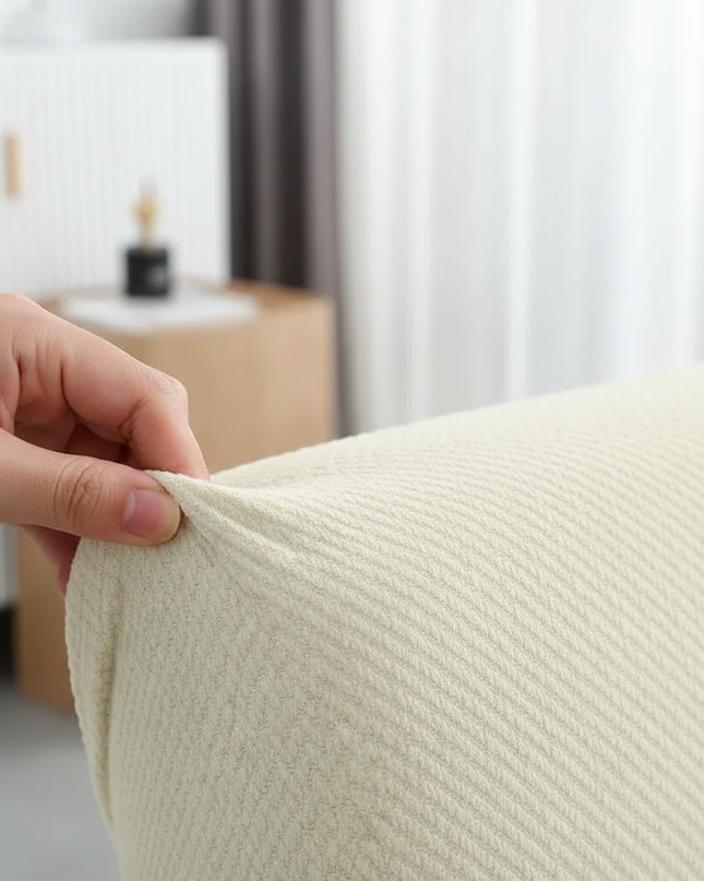 Housse de clic clac jacquard extensible crème – Protection canapé convertible – Photo Variation 5