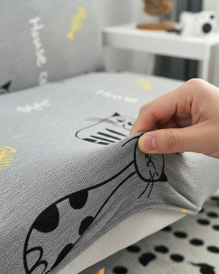 Housse de clic clac Gris Chats Poissons – Protection canapé convertible – Photo Variation 5