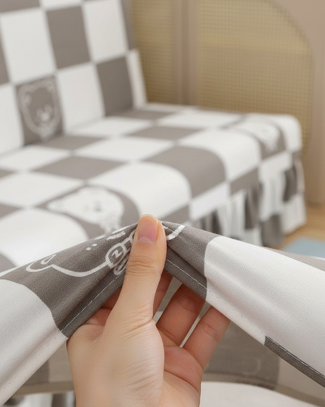 Housse de clic clac Carreaux Oursons – Protection canapé convertible – Photo Variation 5