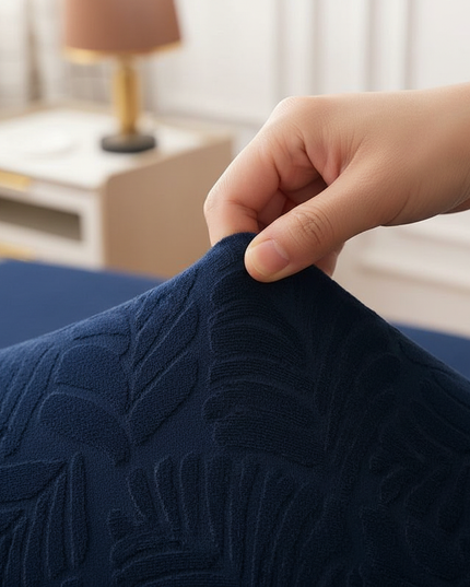 Housse de clic clac bleu marine motifs extensible – Protection canapé convertible – Photo Variation 5