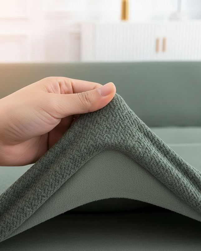 Housse de clic clac vert sauge jacquard – Protection canapé convertible – Photo Variation 5