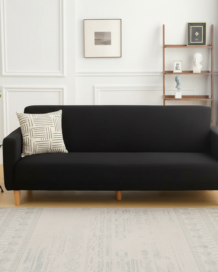 Housse de clic clac noire sans accoudoirs – Protection canapé convertible – Photo Variation 4