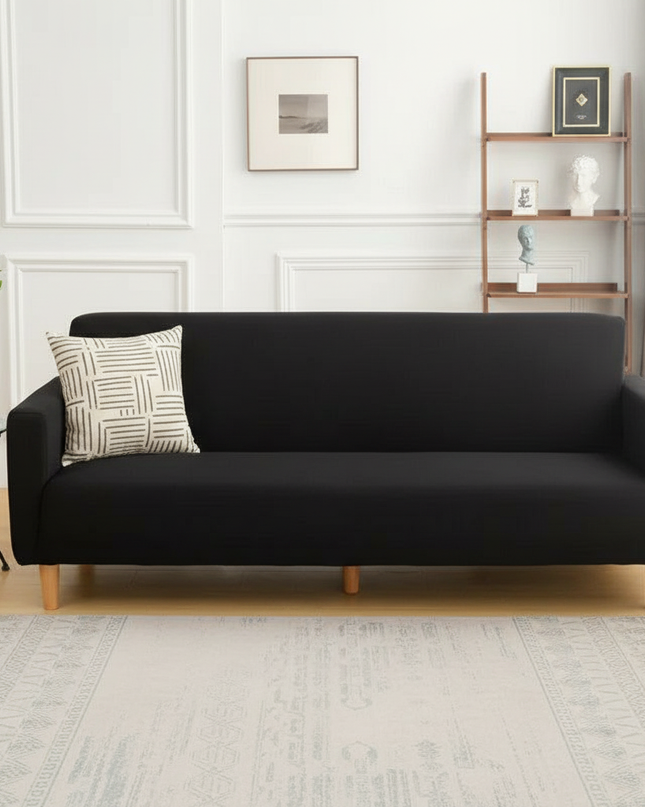 Housse de clic clac noire sans accoudoirs – Protection canapé convertible – Photo Variation 4