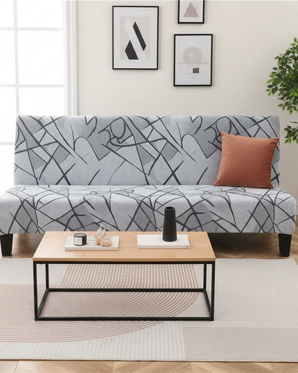 Housse de clic clac spandex imprimée grise – Protection canapé convertible – Photo Variation 4