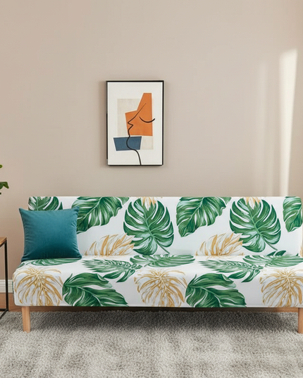 Housse de clic clac tropicale verte or – Protection canapé convertible – Photo Variation 4