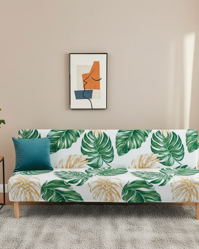 Housse de clic clac tropicale verte or – Protection canapé convertible – Photo Variation 4