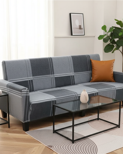 Housse de clic clac à carreaux gris – Protection canapé convertible – Photo Variation 4