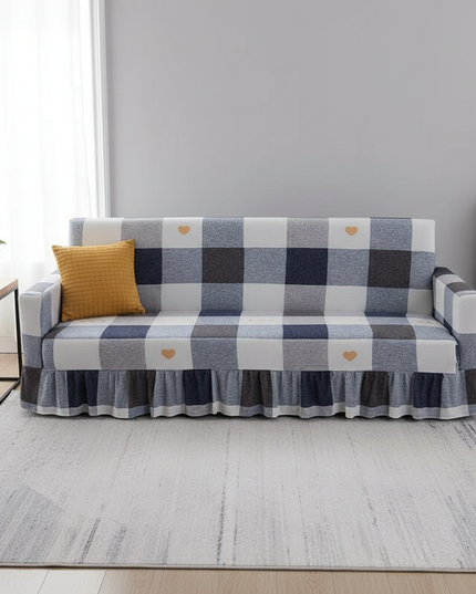 Housse de clic clac carreaux bleu gris – Protection canapé convertible – Photo Variation 4