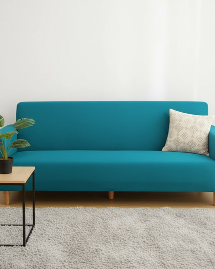 Housse de clic clac sans accoudoirs turquoise – Protection canapé convertible – Photo Variation 4