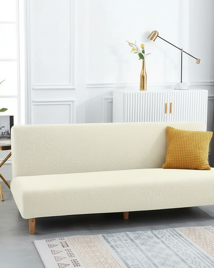 Housse de clic clac jacquard extensible crème – Protection canapé convertible – Photo Variation 4