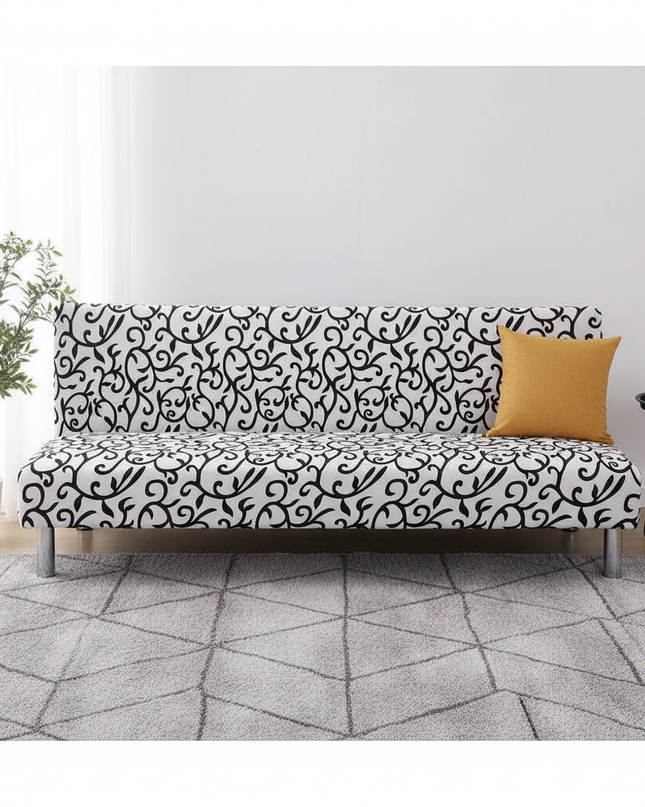 Housse de clic clac élastique motifs arabesques – Protection canapé convertible – Photo Variation 4