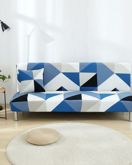 Housse de clic clac imprimé floral bleu – Protection canapé convertible – Photo Variation 4