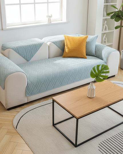 Housse de clic clac matelassée bleu – Protection canapé convertible – Photo Variation 4