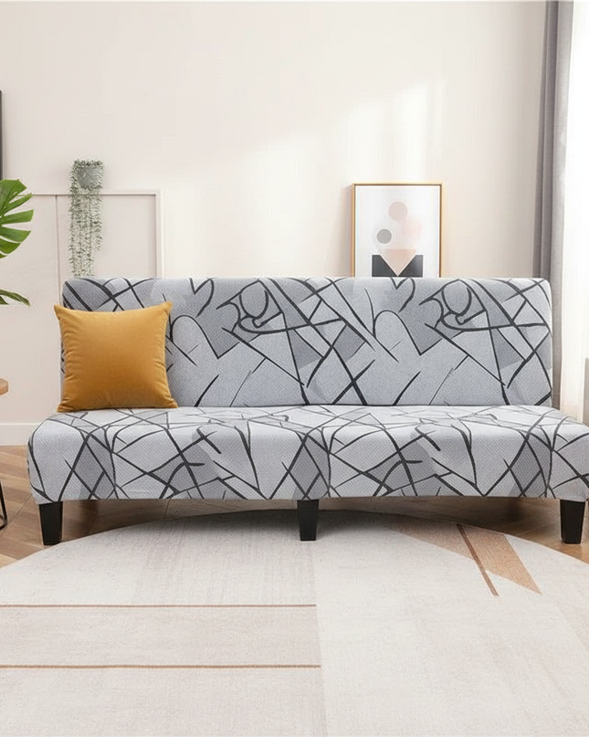 Housse de clic clac géométrique grise. – Protection canapé convertible – Photo Variation 4