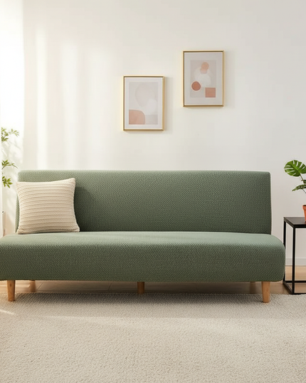 Housse de clic clac jacquard vert élastique – Protection canapé convertible – Photo Variation 4