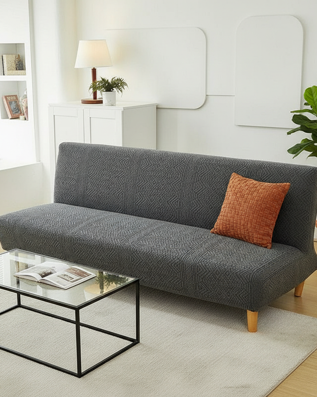 Housse de clic clac gris anthracite jacquard – Protection canapé convertible – Photo Variation 4
