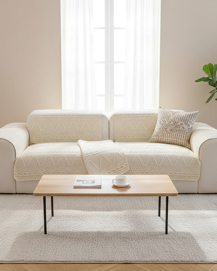 Housse de clic clac écru matelassé nordique – Protection canapé convertible – Photo Variation 4