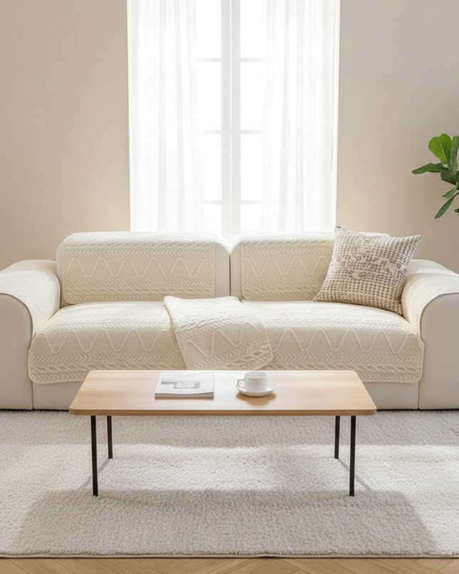 Housse de clic clac écru matelassé nordique – Protection canapé convertible – Photo Variation 4