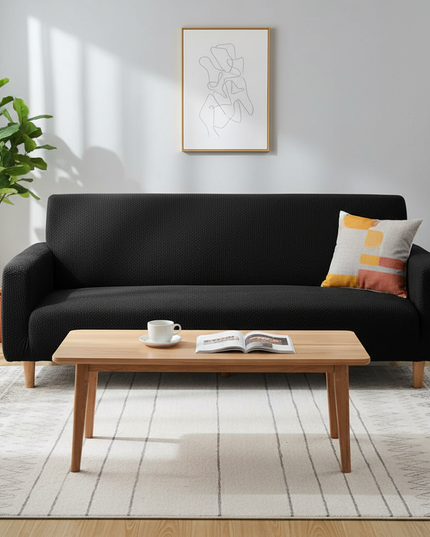 Housse de clic clac jacquard extensible noir – Protection canapé convertible – Photo Variation 4