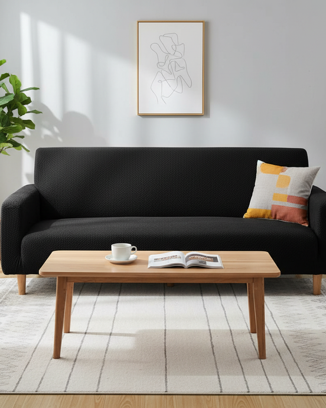 Housse de clic clac jacquard extensible noir – Protection canapé convertible – Photo Variation 4