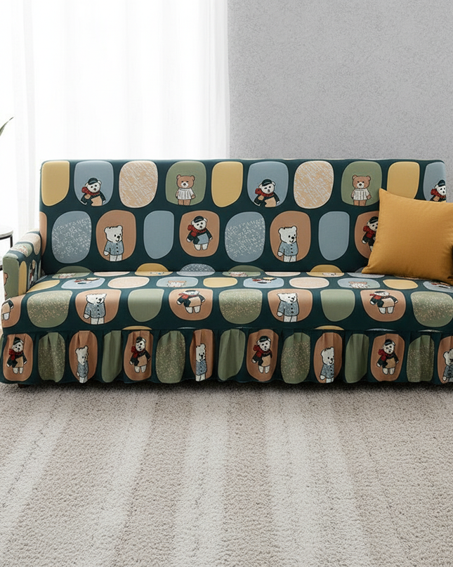 Housse de clic clac oursons vert canard – Protection canapé convertible – Photo Variation 4