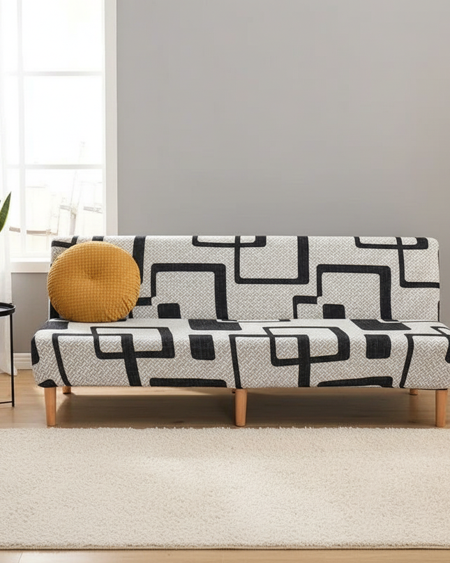 Housse de clic clac géométrique noir clair – Protection canapé convertible – Photo Variation 4
