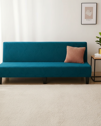 Housse de clic clac jacquard bleu canard – Protection canapé convertible – Photo Variation 4