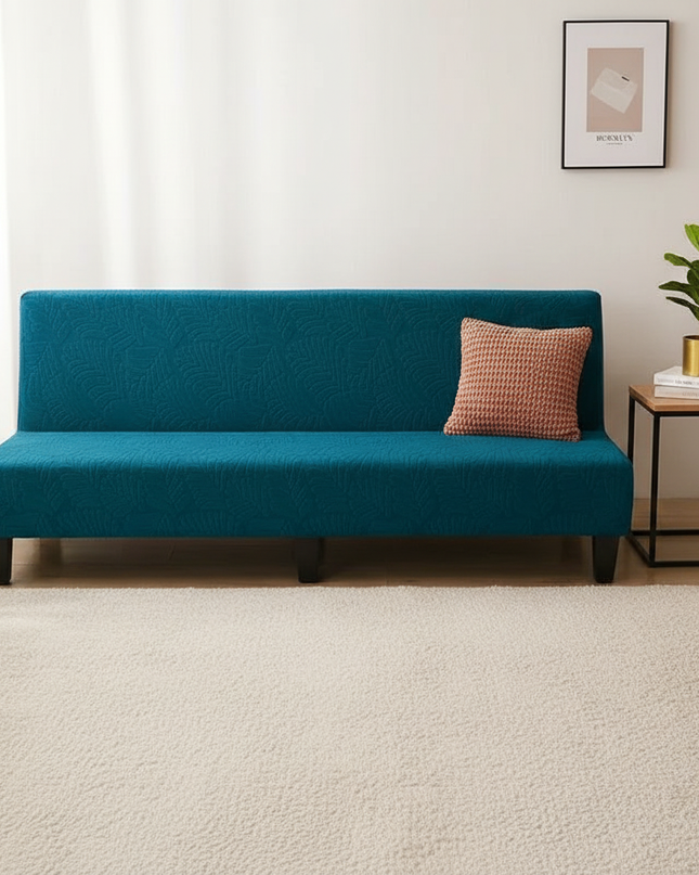 Housse de clic clac jacquard bleu canard – Protection canapé convertible – Photo Variation 4