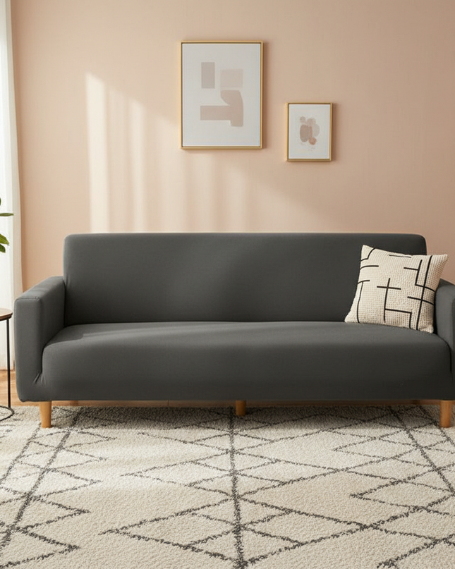 Housse de clic clac sans accoudoirs gris anthracite – Protection canapé convertible – Photo Variation 4