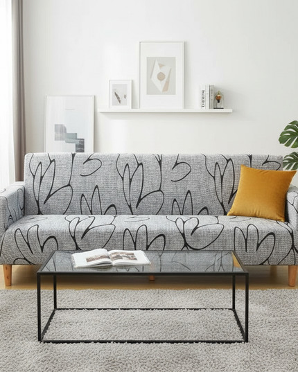 Housse de clic clac motifs gris extensible – Protection canapé convertible – Photo Variation 4