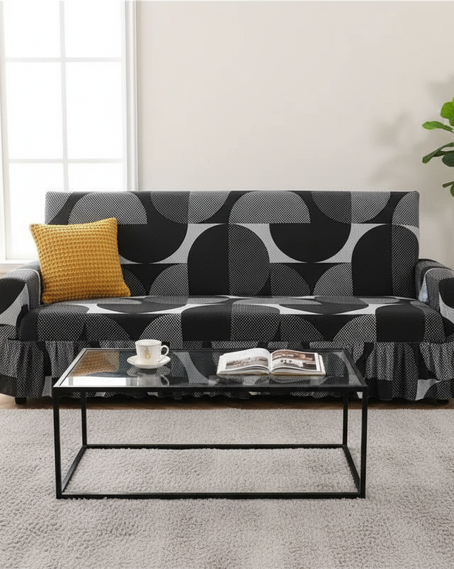 Housse de clic clac géométrique jupe lavable – Protection canapé convertible – Photo Variation 4