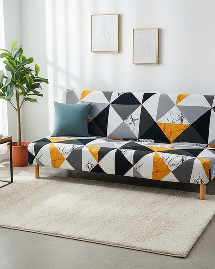Housse de clic clac Géométrique Jaune Marbre – Protection canapé convertible – Photo Variation 4
