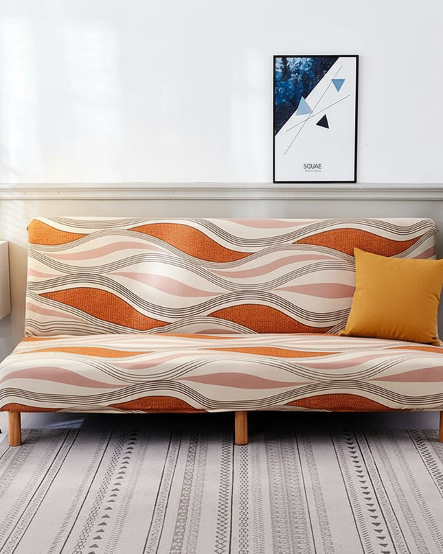 Housse de clic clac élastique motif vagues – Protection canapé convertible – Photo Variation 4