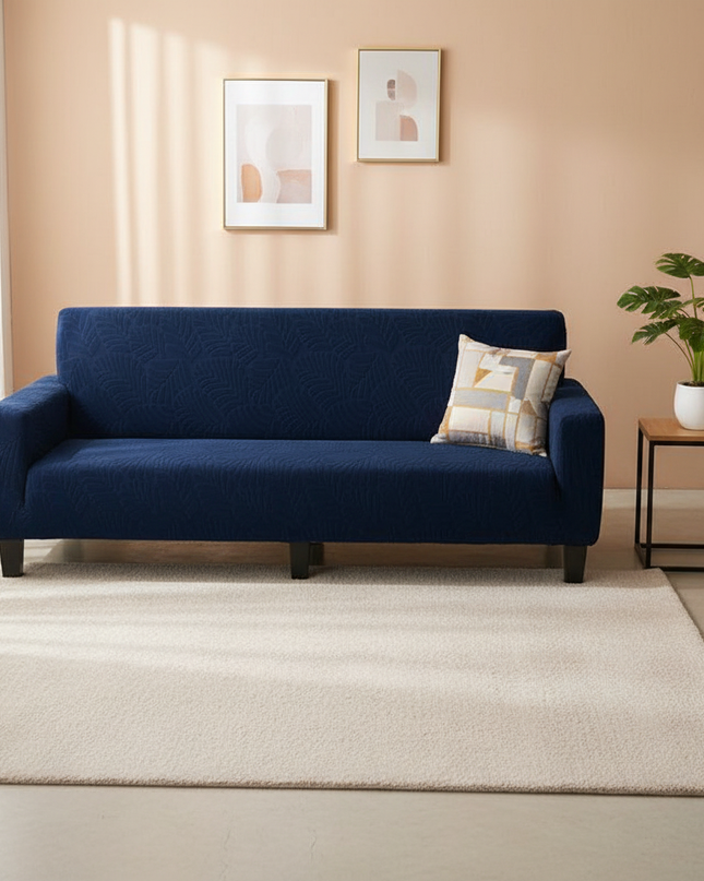 Housse de clic clac bleu marine motifs extensible – Protection canapé convertible – Photo Variation 4
