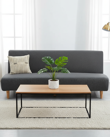 Housse de clic clac anthracite jacquard extensible – Protection canapé convertible – Photo Variation 4