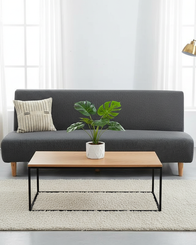 Housse de clic clac anthracite jacquard extensible – Protection canapé convertible – Photo Variation 4