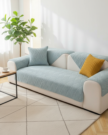 Housse de clic clac bleu matelassée antidérapante – Protection canapé convertible – Photo Variation 4