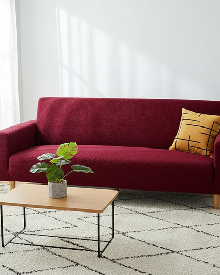 Housse de clic clac bordeaux jacquard extensible – Protection canapé convertible – Photo Variation 4