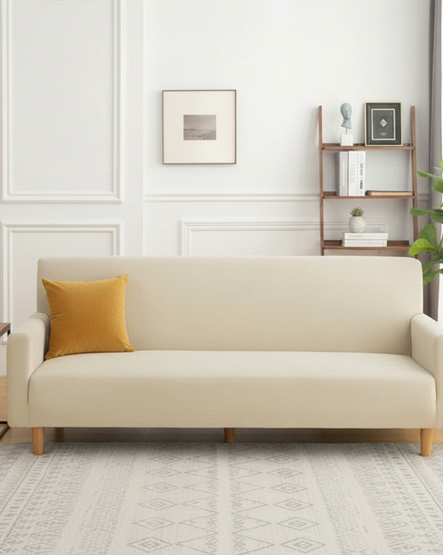 Housse de clic clac beige sans accoudoirs – Protection canapé convertible – Photo Variation 4