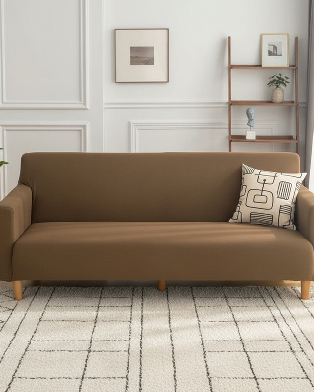 Housse de clic clac marron extensible – Protection canapé convertible – Photo Variation 4