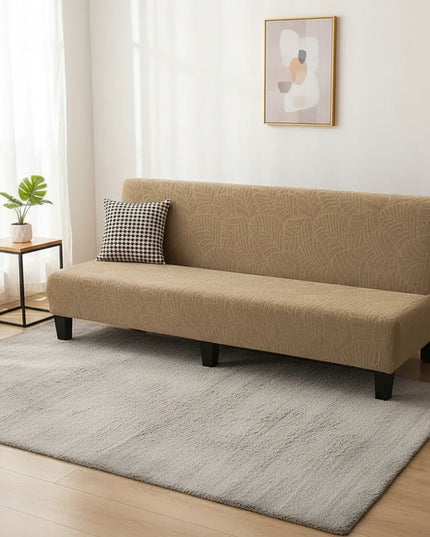 Housse de clic clac beige stretch feuillage – Protection canapé convertible – Photo Variation 4