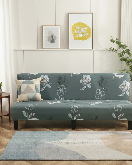 Housse de clic clac fleurie verte stretch – Protection canapé convertible – Photo Variation 4